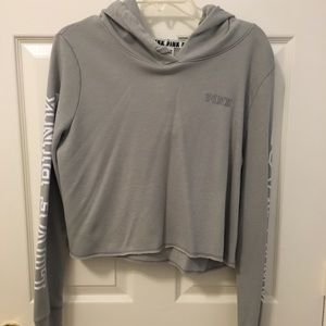 PINK gray crop hoodie